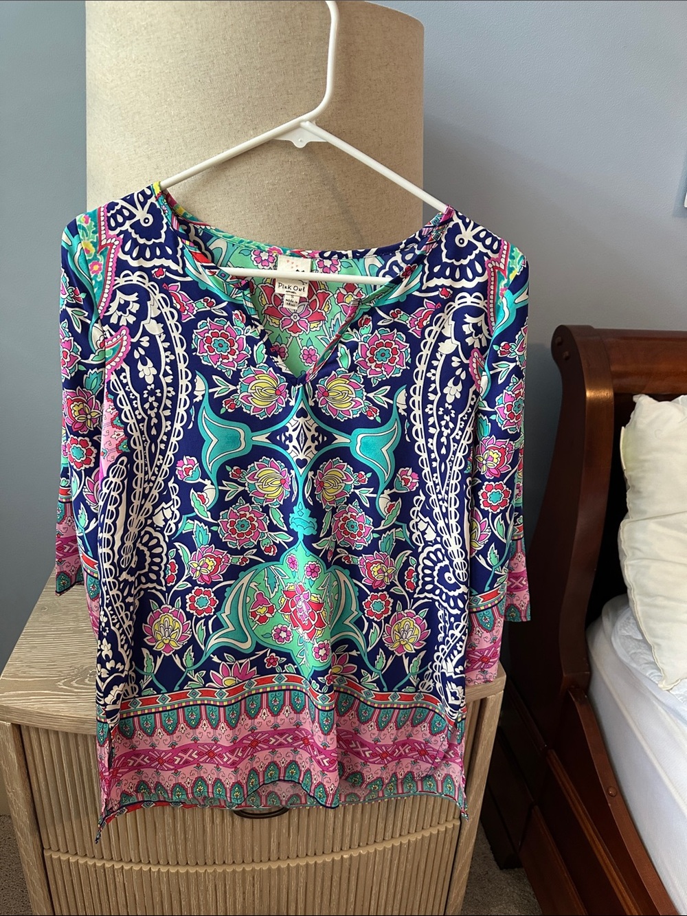Pink Owl Navy, Teal & Pink Paisley Floral Tunic